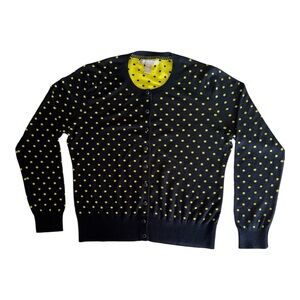 Banana Republic Navy and Yellow Polka Dot Cardigan